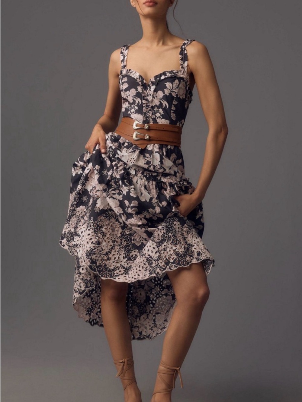 Anthropologie Sleeveless Sweetheart A-line Midi Dress